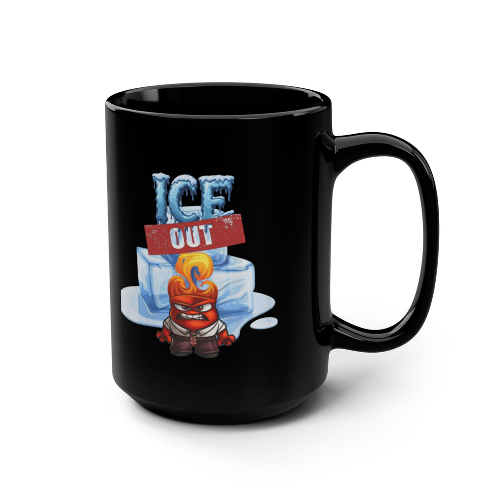 Black 15oz Mug — "Ice Out" Funny Hot Sauce Character Coffee Cup