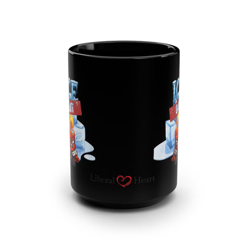 Black 15oz Mug — "Ice Out" Funny Hot Sauce Character Coffee Cup