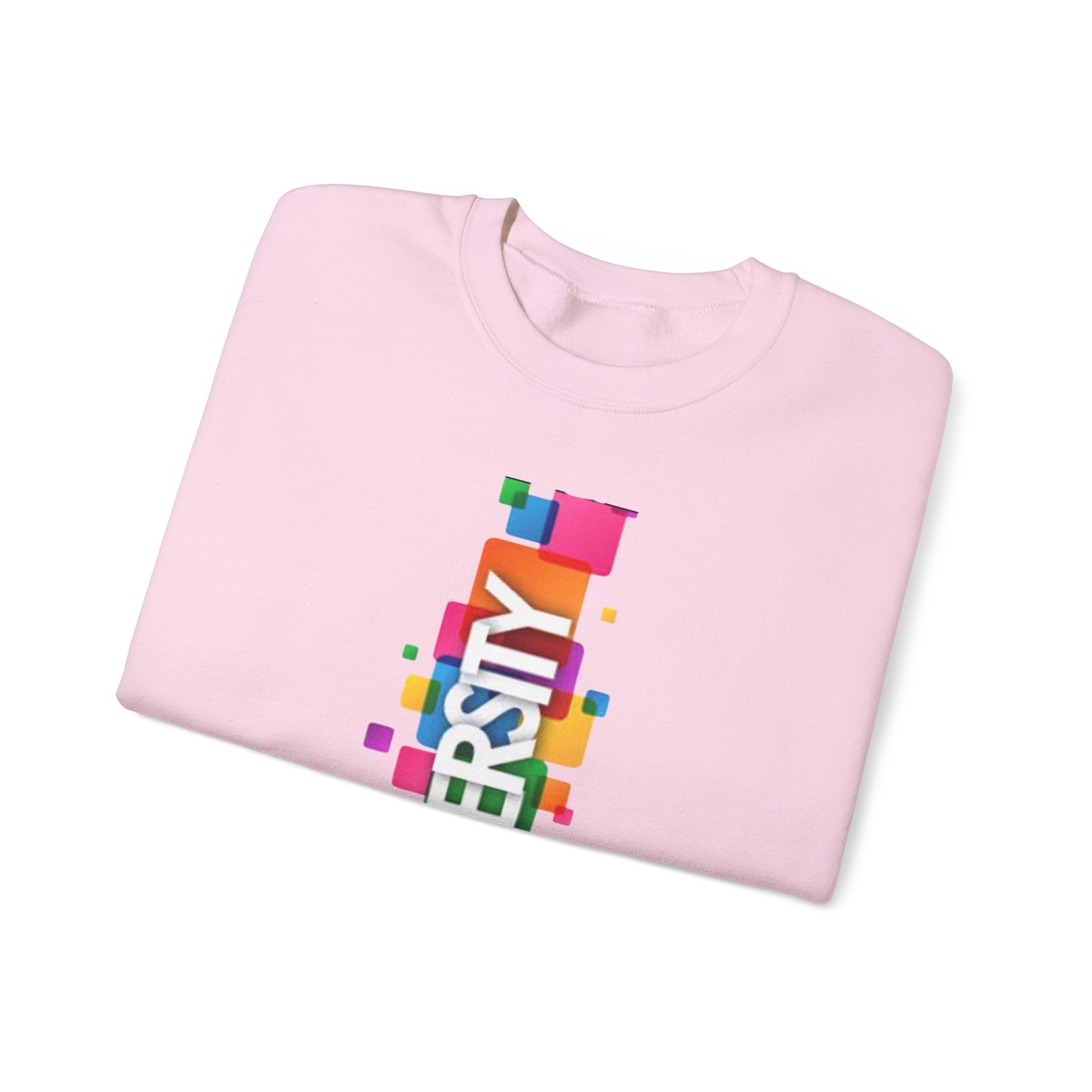 Diversity Crewneck Sweatshirt — Colorful Vertical "DIVERSITY" Pride Graphic