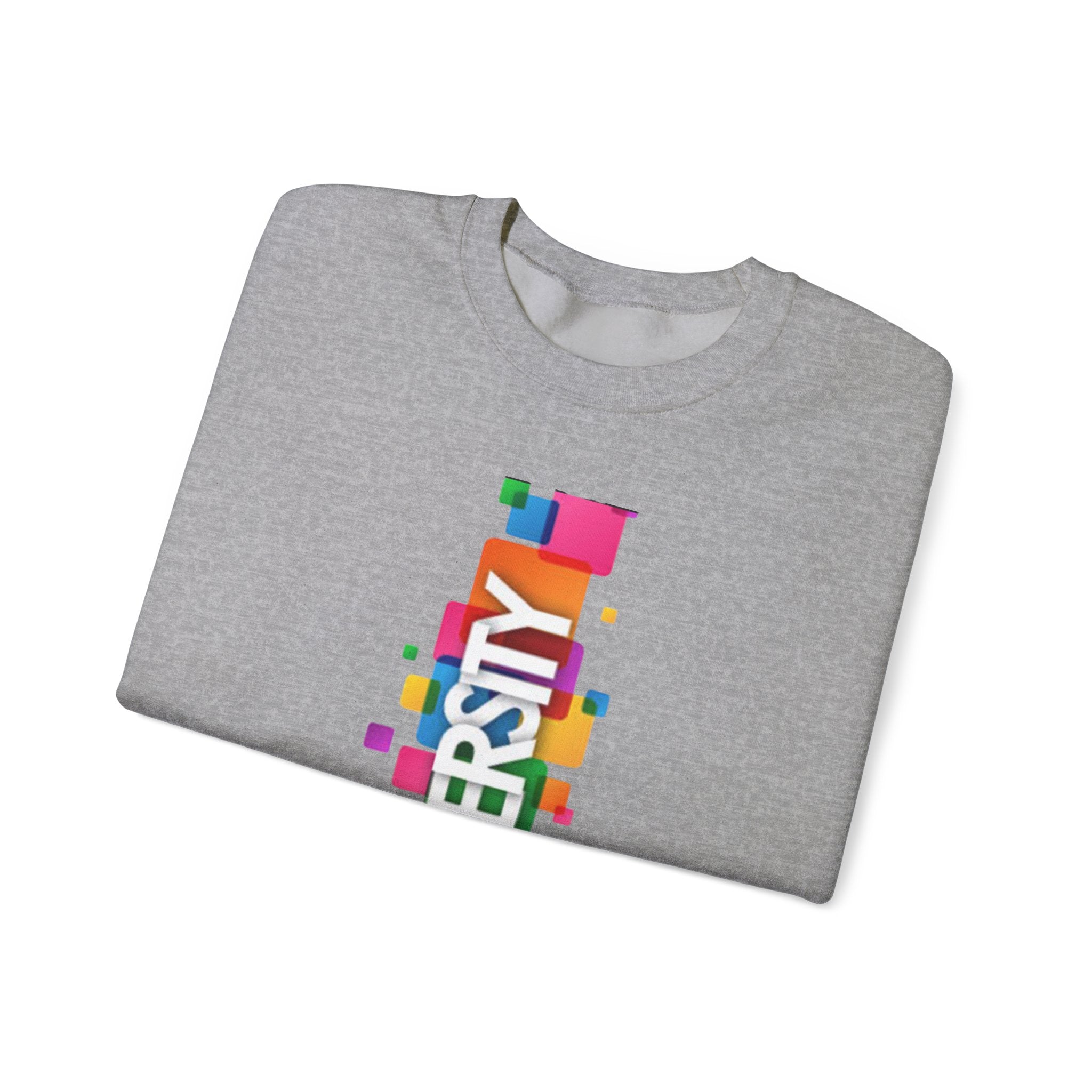 Diversity Crewneck Sweatshirt — Colorful Vertical "DIVERSITY" Pride Graphic